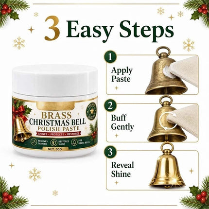 2Pcs Brass Bell and Copper Polish Cream with Sponge, for Christmas Bell Tarnish