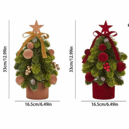 Ribbon Bow Mini Christmas Tree Plush Xmas Decorative Ornament Home