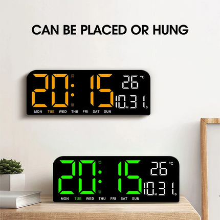 Large Digital Big Jumbo LED Wall Desk Clock Display With Calendar Temperature