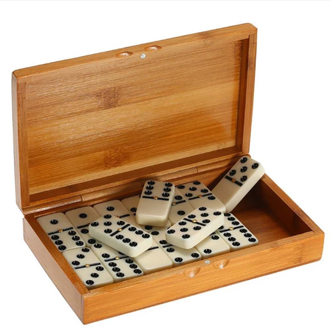 28 Tiles Dominos Set Double 6 Domino Game with Natural Wooden Box Board Game
