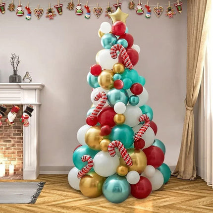 96PC Red White Christmas Tree Balloon Kit Xmas Party Decorations Garland Arch Ki