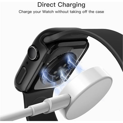 Case with Screen Protector for Apple Watch Series 11/10 42mm Built-in Tempered Glass 2 Pack Black