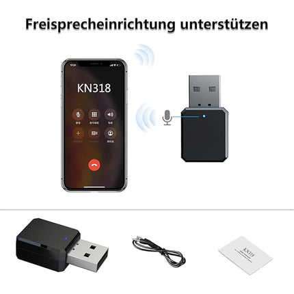 2in1 USB Bluetooth5.0 Transmitter Receiver Audio Adapter AUX 3.5mm TV PC Speaker