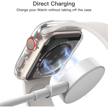 Case with Screen Protector for Apple Watch Series 9 8 7 41mm Built-in Tempered Glass 2 Pack Clear