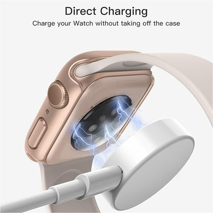 Case with Screen Protector for Apple Watch Series 9 8 7 45mm Built-in Tempered Glass 2 Pack Pink