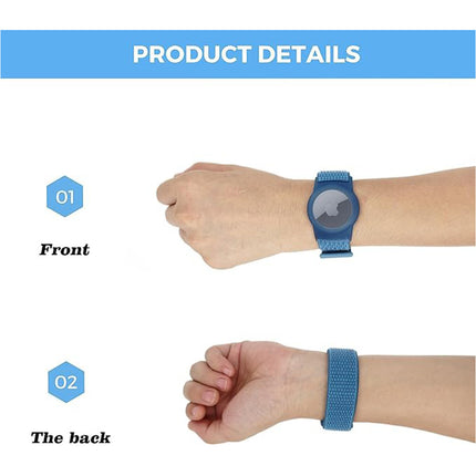 3Packs Apple AirTag Case Wristband Protective Cover Nylon Blue And Black