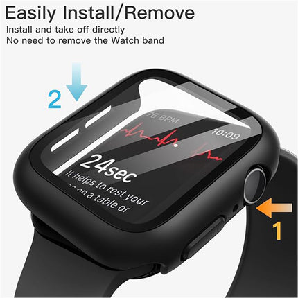 Case with Screen Protector for Apple Watch Series 11/10 42mm Built-in Tempered Glass 2 Pack Black