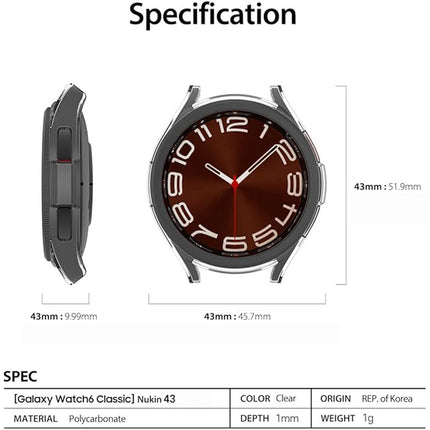 Samsung Galaxy Watch 6 Classic 43mm Watch cover protector case , Full Protection Cover Soft TPU Bumper Frame