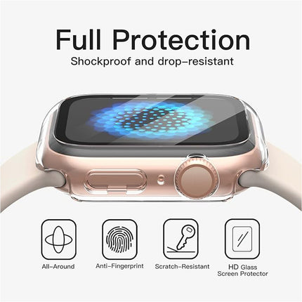Case with Screen Protector for Apple Watch SE 3/2/1 (2025/2022/2020) / Series 6 5 4 40mm Built-in Tempered Glass 2 Pack Clear