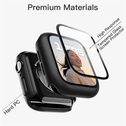 Case with Screen Protector for Apple Watch Series 11/10 42mm Built-in Tempered Glass 2 Pack Black