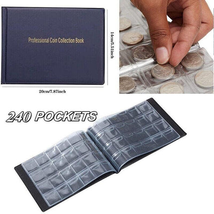 2Pcs 240 Coin Holder Collection Storage Collecting Money Penny Pockets Album Book