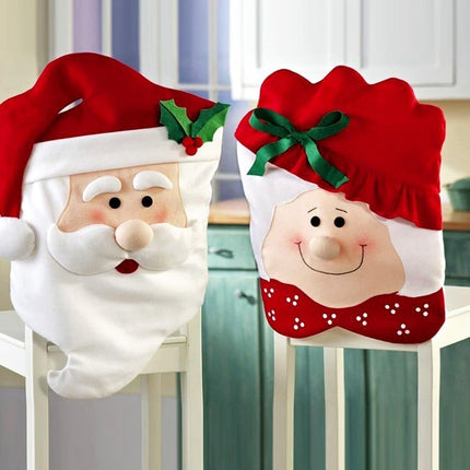 6x Christmas Cute Lady Santa Hat Chair Covers Dinner Home Décor Ornaments Gift