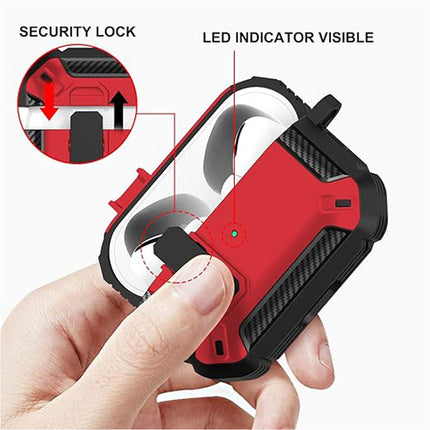 Red Armor Case FOR Apple AirPods Pro, Heavy Duty Shockproof Earphone Protective Cover
