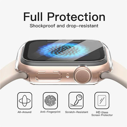 Case with Screen Protector for Apple Watch SE 3/2/1 (2025/2022/2020) / Series 6 5 4 44mm Built-in Tempered Glass 2 Pack Clear