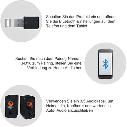2in1 USB Bluetooth5.0 Transmitter Receiver Audio Adapter AUX 3.5mm TV PC Speaker