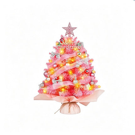 Mini Christmas Tree with Lights, Desktop Tabletop Xmas Tree, Star Topper Decor Ornaments