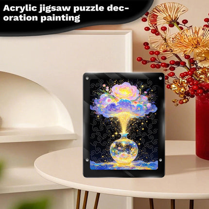 Acrylic Floral Puzzle Art Decor Transparent Flower Vase Ornament Home Decoration