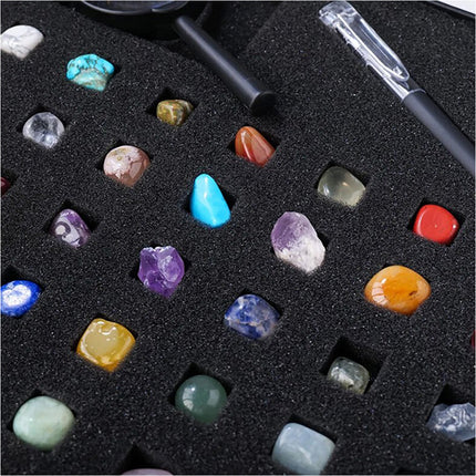 Geology Kit 43PCS Rocks Polished Crystal Stone Collection Box Christmas Gift