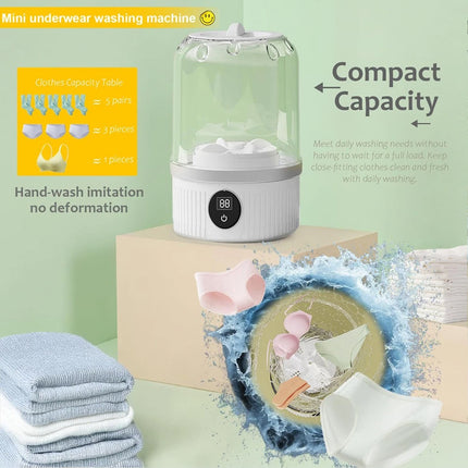 1L Underwear Washer Rechargeable Mini Washing Machine Cordless Laundry Machine