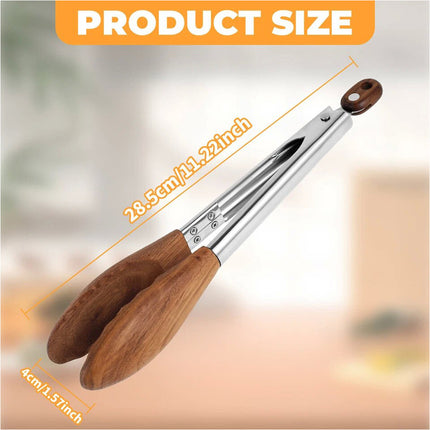Walnut Wood Tong Versatile Kitchen Wooden Tong with Stainless Steel Handle