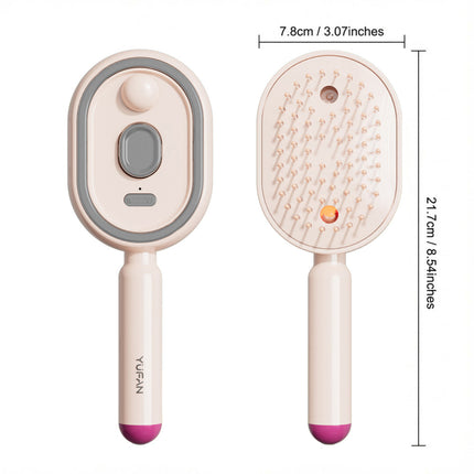 Pink Electric Scalp Massage Comb Red Light Hair Care Brush Rechargeable Head Massager