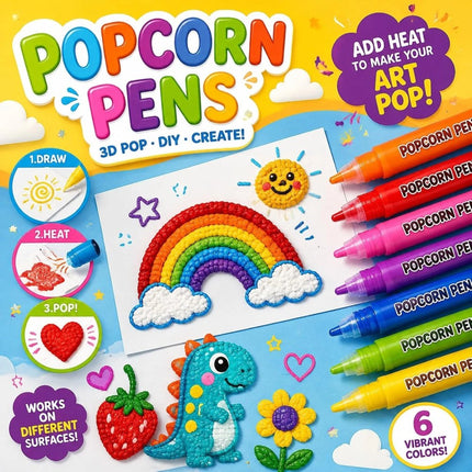 Christmas Cards Pens  3D Magic Popcorn Pens Puffy Paint Bubble Pen 3D Art Pens 12pcs