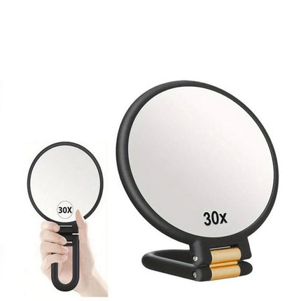 30X Magnifying Mirror Travel Hand Mirrors w/ Handle Handheld Mirror
