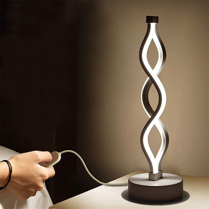 Bedside Lamp 3-Way Dimmable Spiral LED Table Lamp Nightstand Desk Reading Light