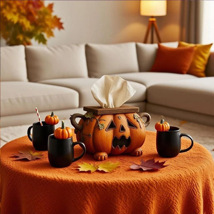 Halloween Pumpkin Tissue Box Holder Spooky Jack-O’-Lantern Tissue Dispenser