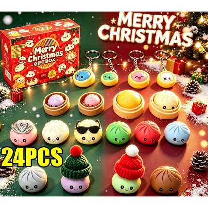 2026 Christmas Squishies Advent Calendar, 24 Days Dumpling Toys Countdown