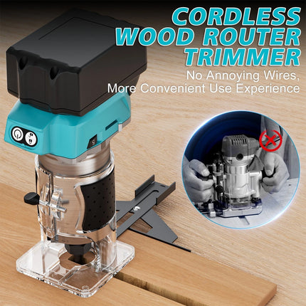 800W Cordless Brushless Wood Trimmer Compact Router Tool For Makita 18V Battery