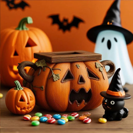 Halloween Pumpkin Tissue Box Holder Spooky Jack-O’-Lantern Tissue Dispenser