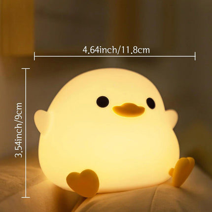 Cute Duck Shape Silicone LED Night Light, Dimmable Rechargeable Touch Lamp