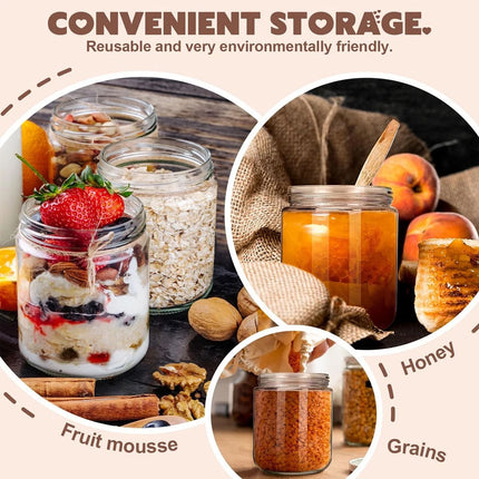4X 500ml Glass Jars with Lid Small Food Candy Storage Mason Jam Bottle Container