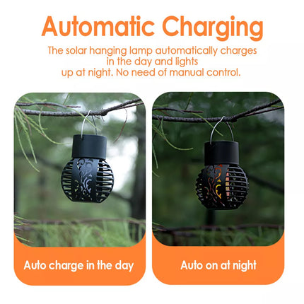 4PCS Solar LED Flame Hanging Light Flickering Dancing Outdoor Garden Lantern Lamp