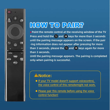 Solar Voice Remote Control Replacement for Samsung Smart TV BN59-01385B BN59-01385A