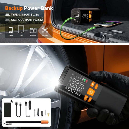 Multi-Function Tire Inflator 150PSI DC 12V Rechargeable Electric Air Compressor