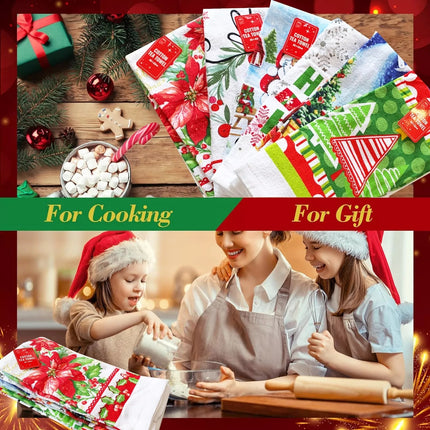 6pk Christmas Tea Towel Towels Teatowel Dishcloths 100% Cotton Kitchen Xmas