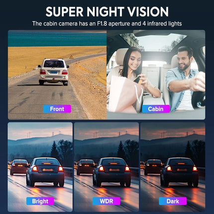 1080P Front and Rear Inside Car Dash Cam Night Vision Dash Camera Loop Recording