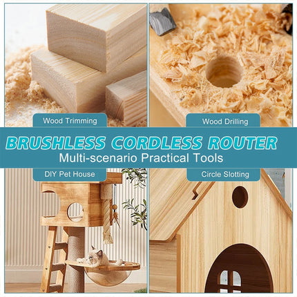800W Cordless Brushless Wood Trimmer Compact Router Tool For Makita 18V Battery