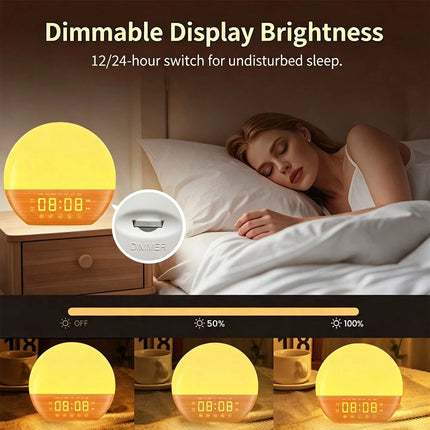 Sunrise Alarm Clock FM Radio White Noise Sleep Aid Night Lamp Bluetooth Speaker