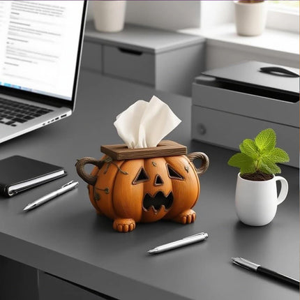 Halloween Pumpkin Tissue Box Holder Spooky Jack-O’-Lantern Tissue Dispenser