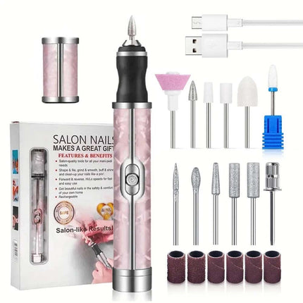 Electric Nail Drill Machine Cordless Toe Nail File for Acrylic Gel Pink