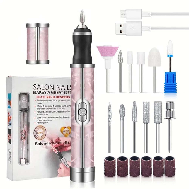 Electric Nail Drill Machine Cordless Toe Nail File for Acrylic Gel Pink