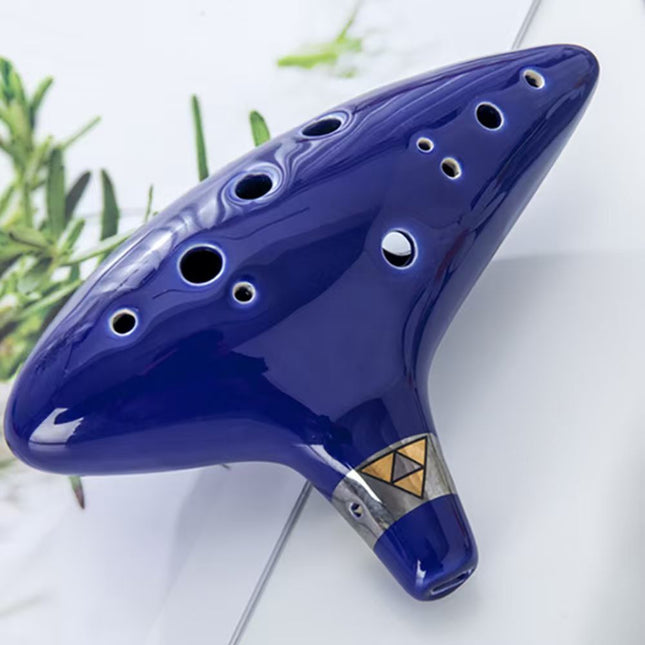 12 Hole Zelda Ocarina Alto C Ceramic Flute Instrument Christmas Gift w Stand