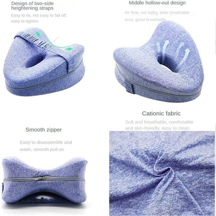 Leg Knee Pillow Cushion Support Pain Relief Washable Cover Memory Foam Pillow Blue