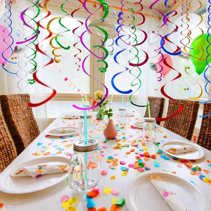 Christmas Party Decorations Set Rainbow Paper Fans Swirls Foil Curtain Backdrop