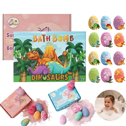 6Pcs Dinosaur Egg Bath Bombs For With Surprise Toys Inside Bath Salt Ball