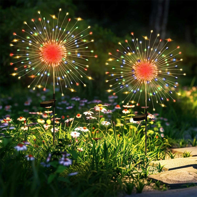 2Pack Solar Powered Garden Outdoor Lights Firework Yard Pathway Christmas Lights