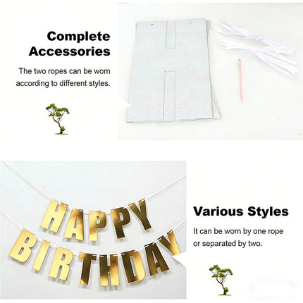 3 Pcs Happy Birthday Party Banner Flag Hanging Decoration Bunting Garland Gold Pink Clear